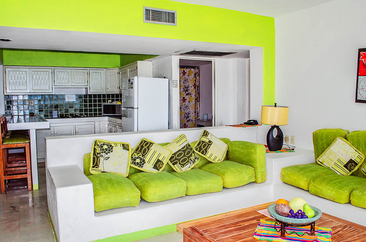Living and kitchen areas